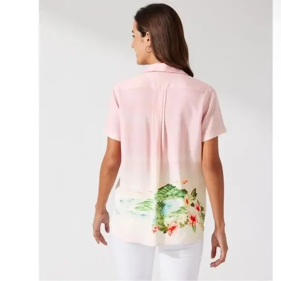 TOMMY BAHAMA Artist Series '23 Perfect Paradise Talulla Silk Camp Shirt size L - Picture 4 of 11